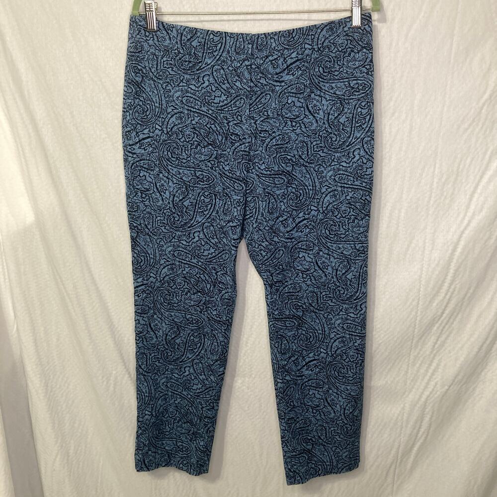 J. Jill Women’s Size 12 Blue Paisley Ankle Pants Stretch Trousers Casual